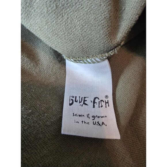 VTG Blue Fish Oversized Green Tunic Dress With Abstract Print Button Details OS - Picture 9 of 11